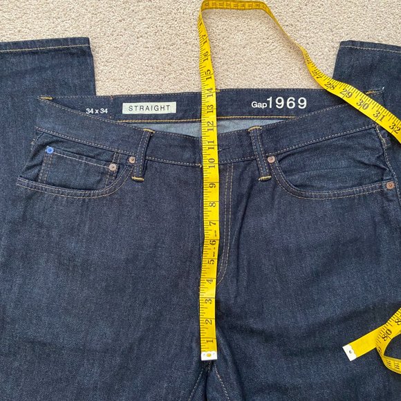 Mens 34x34 100% cotton dark blue straight jeans - Picture 5 of 9